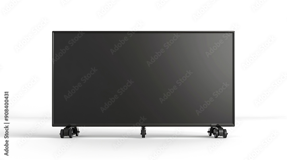TV with wheeled stand for presentations isolated on white background : Generative AI TV with wheeled stand for presentations isolated on white background : Generative AI
