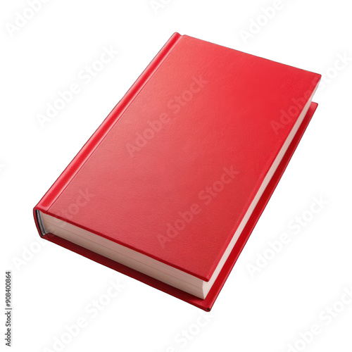 Blank red book isolated on transparent background photo