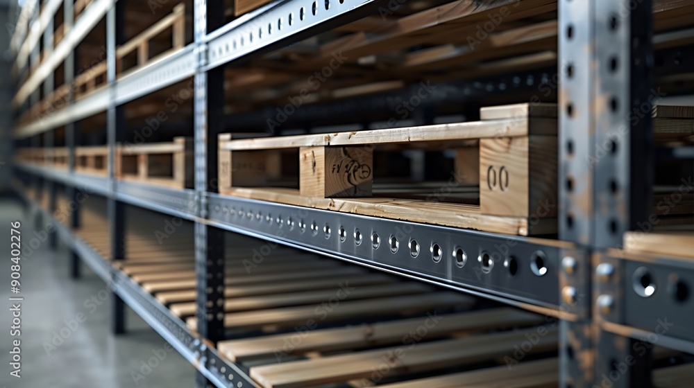 Metal warehouse shelves Modern logistics warehouse Shelves for storing goods and goods Empty shelves with wooden pallets Cargo storage : Generative AI Metal warehouse shelves Modern logistics warehouse Shelves for storing goods and goods Empty shelves with wooden pallets Cargo storage : Generative AI