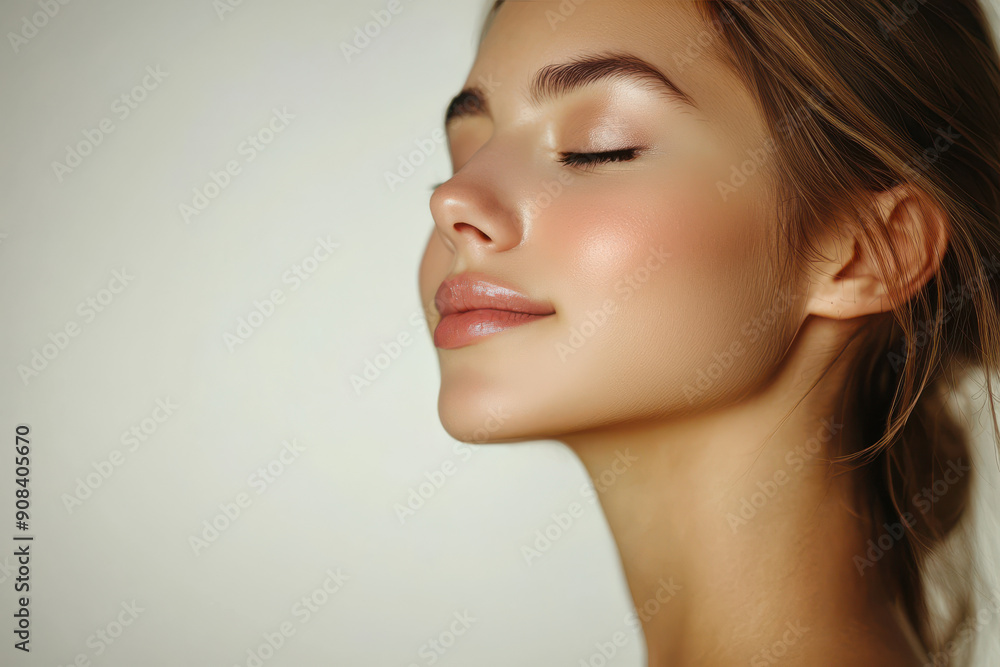 A close up of a girl's face with her eyes closed A close up of a girl's face with her eyes closed