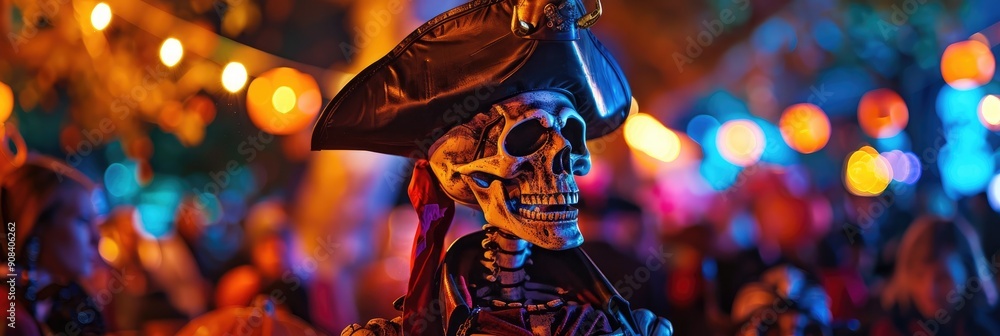 Pirate Skeleton at a Halloween Night Gathering Pirate Skeleton at a Halloween Night Gathering