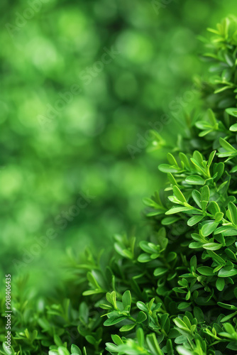 Close-up of lush green foliage with a blurred natural background, creating a vibrant and fresh nature scene with rich colors and beautiful texture.