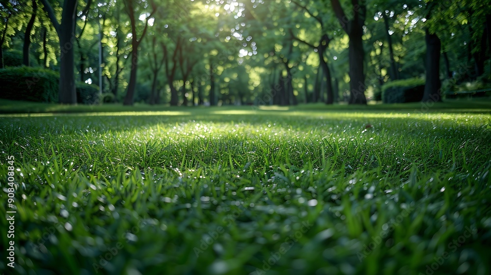 Lawn and trees green background with Beautiful lawn : Generative AI Lawn and trees green background with Beautiful lawn : Generative AI