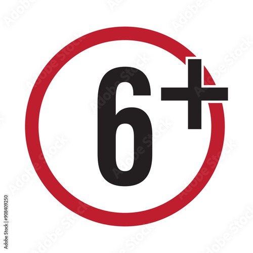 Isolated icon age restricted 6 plus years old