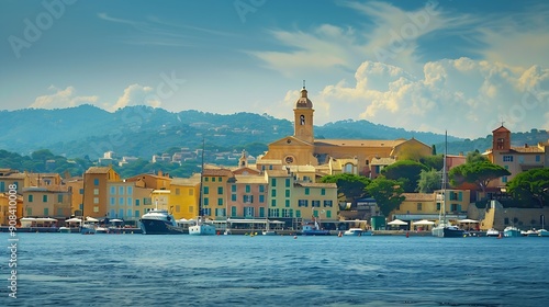 View of the city of SaintTropez Provence Cote dAzur a popular travel destination in Europe : Generative AI photo