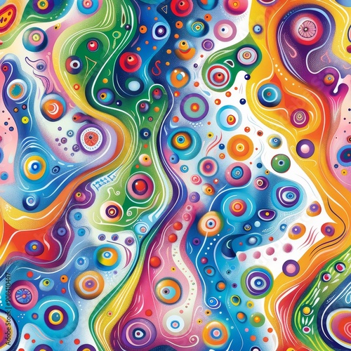 Abstract Colorful Swirls and Circles Pattern