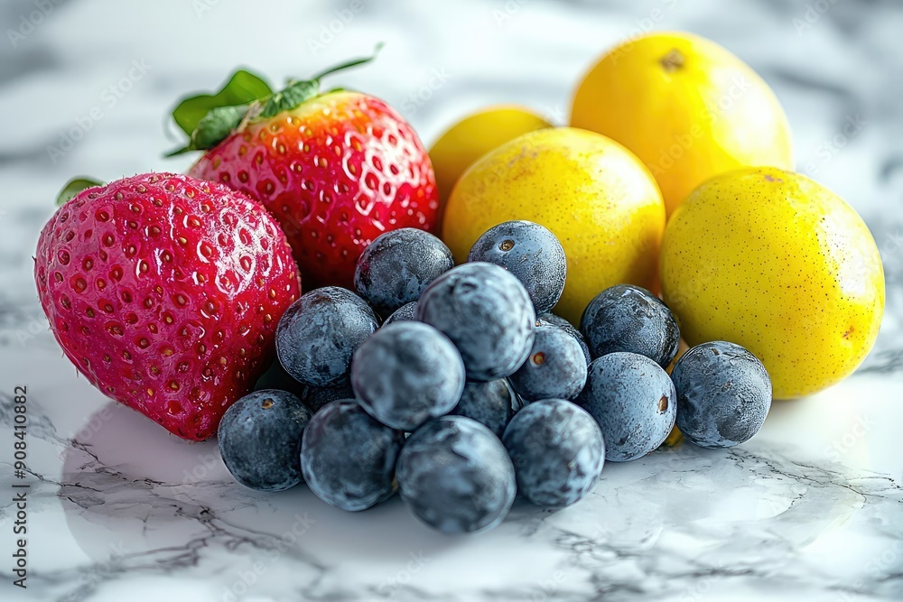 A fresh fruit with a splash of water on top A fresh fruit with a splash of water on top