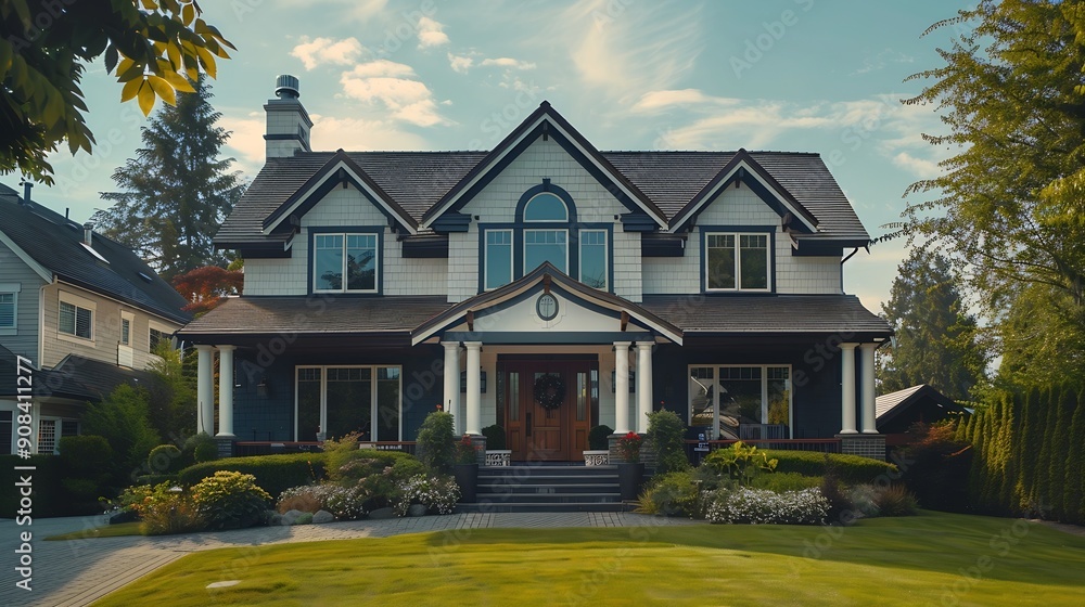 House in suburb in North America Luxury houses with nice landscapes : Generative AI House in suburb in North America Luxury houses with nice landscapes : Generative AI