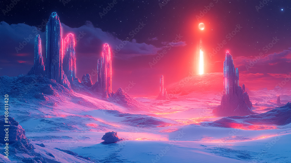 A desolate landscape with a red and orange sky A desolate landscape with a red and orange sky