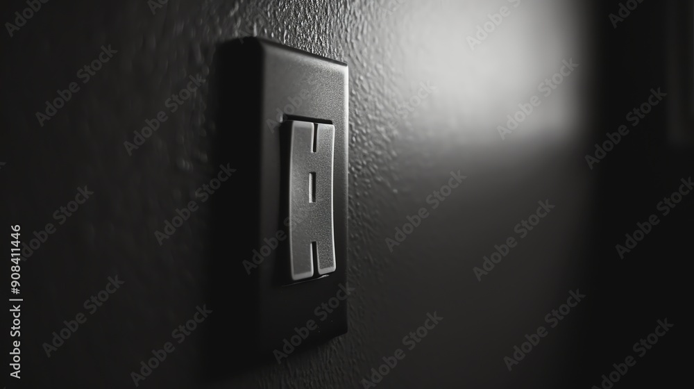 A light switch on a wall with a bright light shining behind it. A light switch on a wall with a bright light shining behind it.