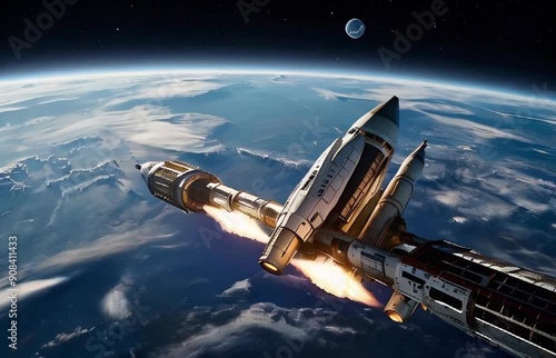 Wallpaper Mural Spaceship and planet airplane, plane, travel, sky, aircraft, jet, air, flight,  Torontodigital.ca