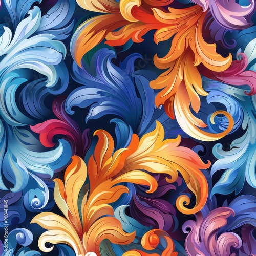 Colorful Baroque Floral Pattern