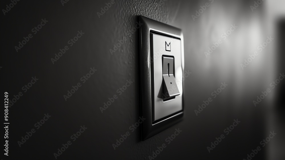 A light switch on a wall with a bright light shining behind it. A light switch on a wall with a bright light shining behind it.
