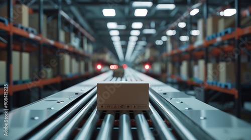 Autonomous Conveyor Belt Sorting Mechanism with Artificial Intelligence Capabilities Handling Sorting and Preparing Parcels for Delivery to Online Clients in a Modern Logistics Warehou : Generative AI photo