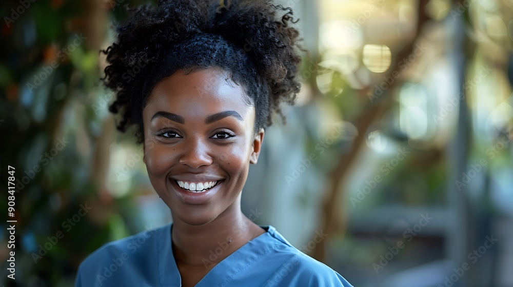 Grinning healthcare worker in portrait : Generative AI Grinning healthcare worker in portrait : Generative AI