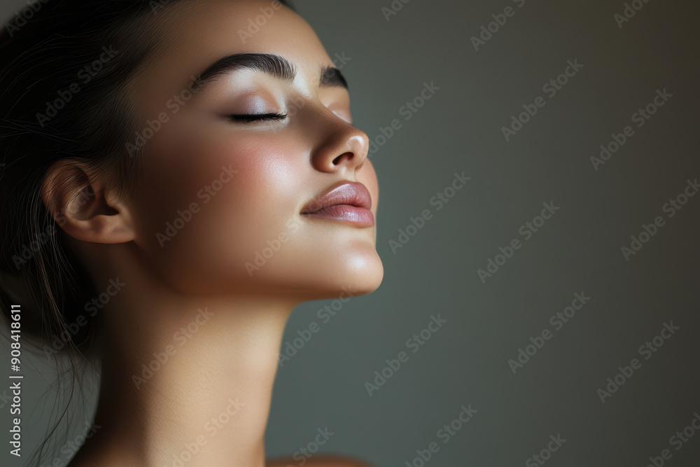 A close up of a girl's face with her eyes closed A close up of a girl's face with her eyes closed