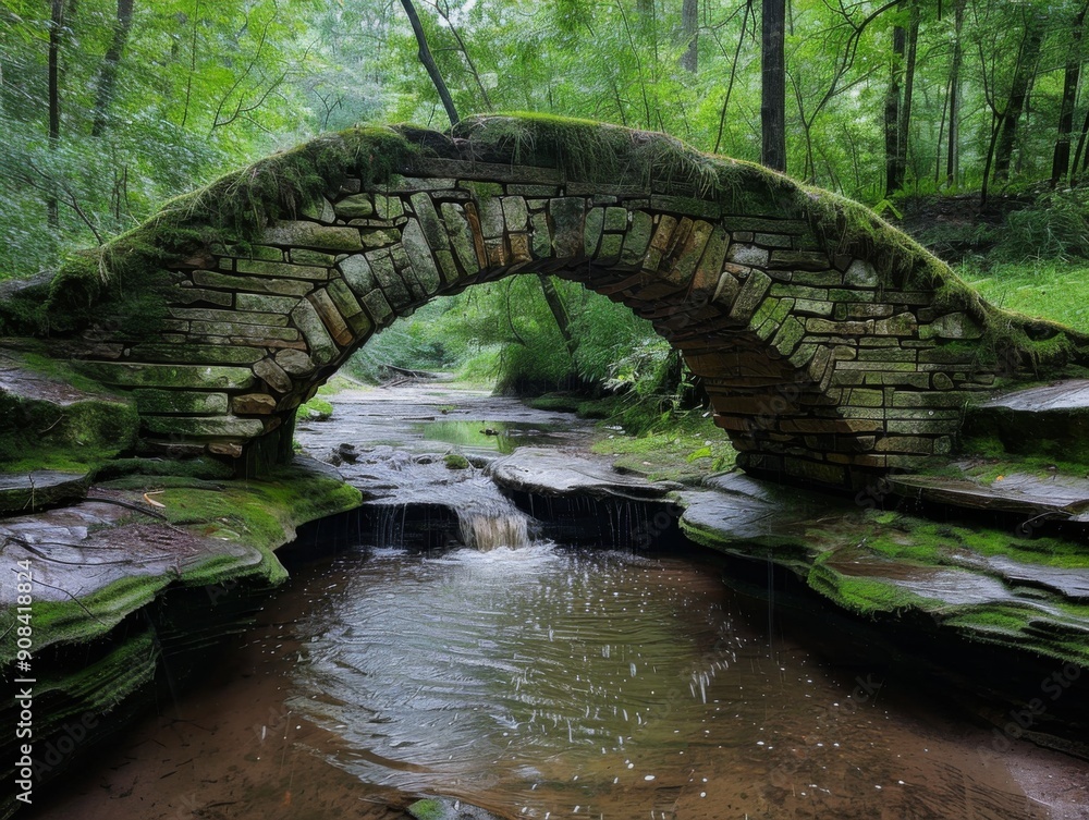 Natural stone bridge with picturesque and rugged features Natural stone bridge with picturesque and rugged features