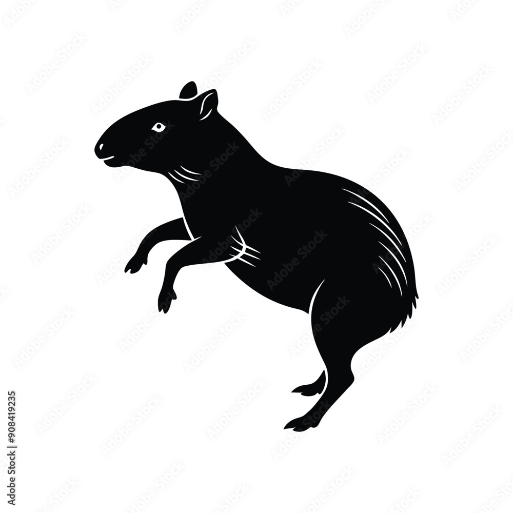 Fototapeta premium capybara stand up jumping silhouette 