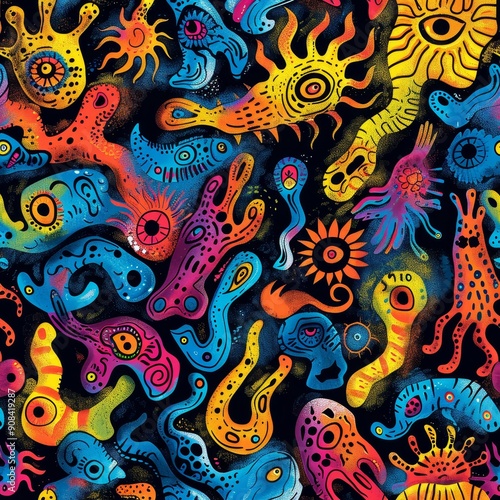 Abstract Cosmic Creatures Pattern