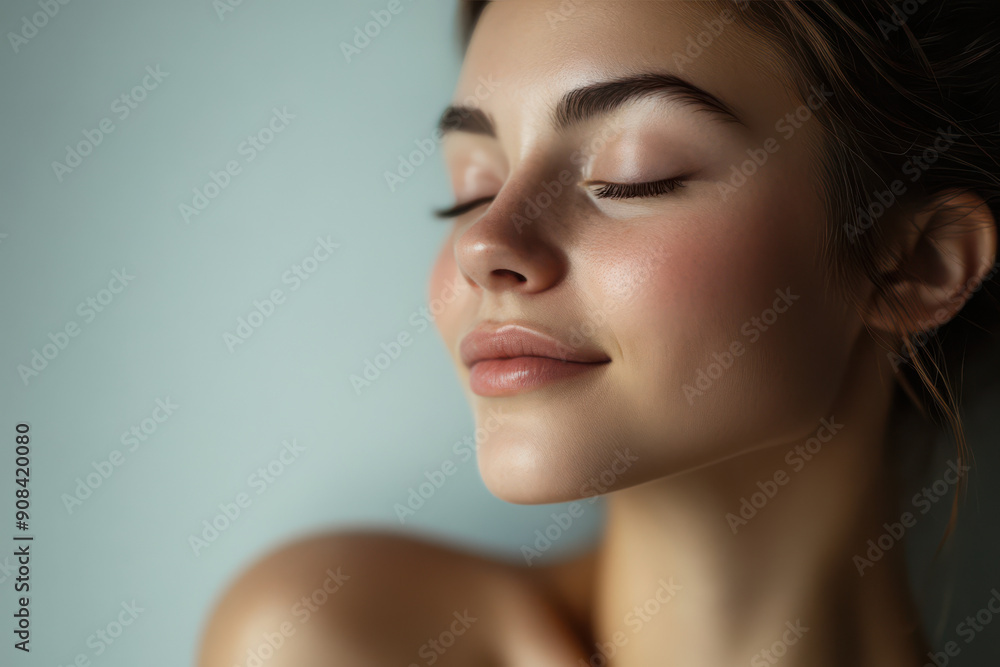 A close up of a girl's face with her eyes closed A close up of a girl's face with her eyes closed