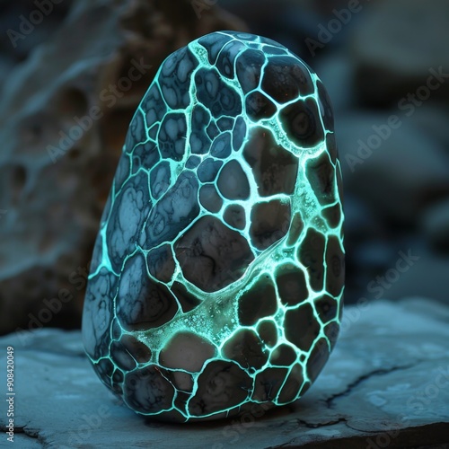 Photoluminescent stone that captures light and glows photo