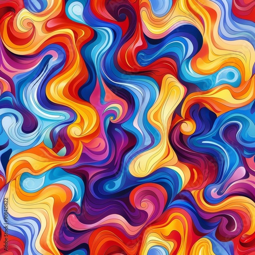 Abstract Swirling Colors in Dynamic Composition