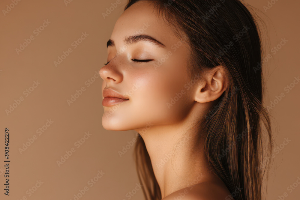 A close up of a girl's face with her eyes closed A close up of a girl's face with her eyes closed