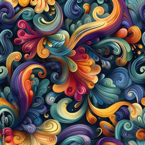 Abstract Swirling Pattern in Vibrant Colors