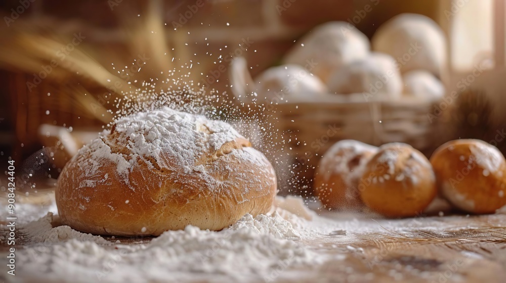 Freshly Baked Bread with Flour Dust - Photo Freshly Baked Bread with Flour Dust - Photo