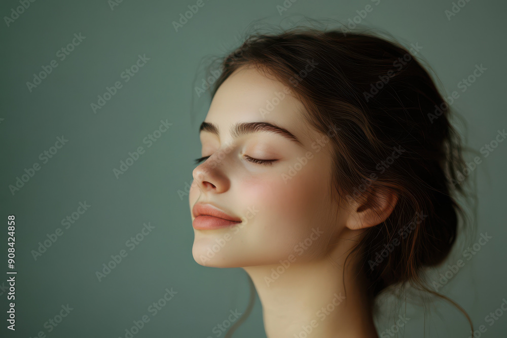 A close up of a girl's face with her eyes closed A close up of a girl's face with her eyes closed