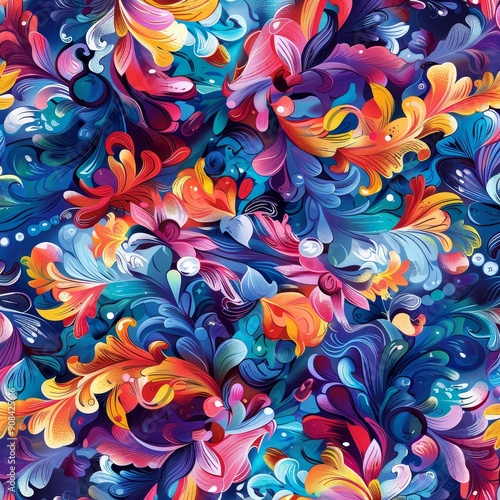 Abstract Floral Pattern in Vibrant Colors