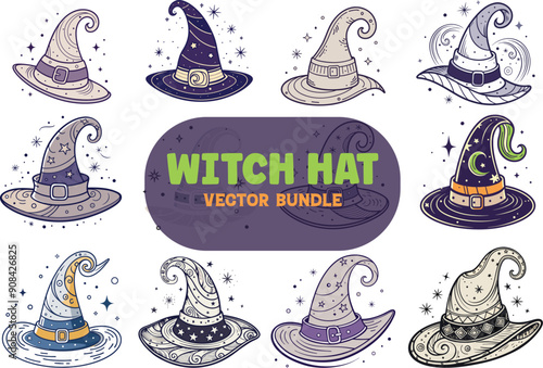 Witch Hat  vector design bundle 