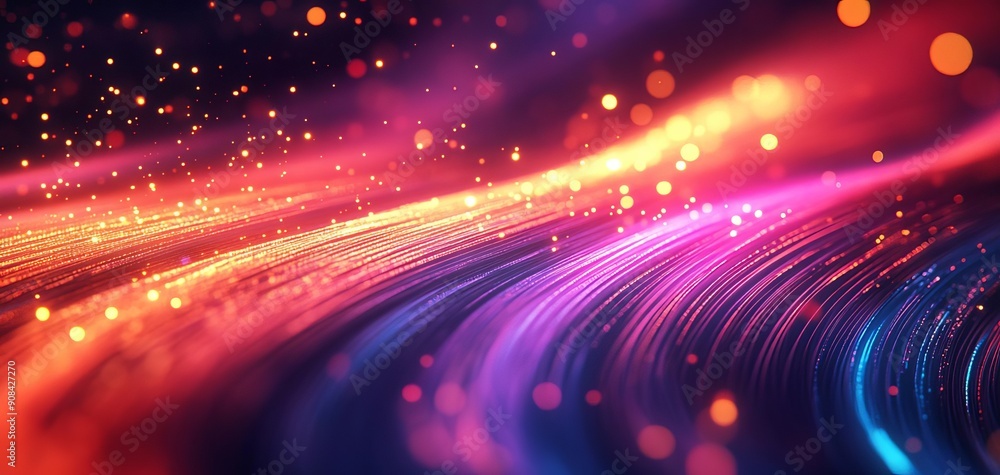 Obraz premium An abstract depiction of data packets coursing through fiberoptic cables, symbolizing high-speed internet and seamless connectivity.