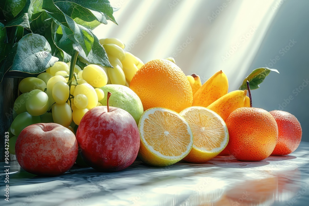 A fresh fruit with a splash of water on top A fresh fruit with a splash of water on top