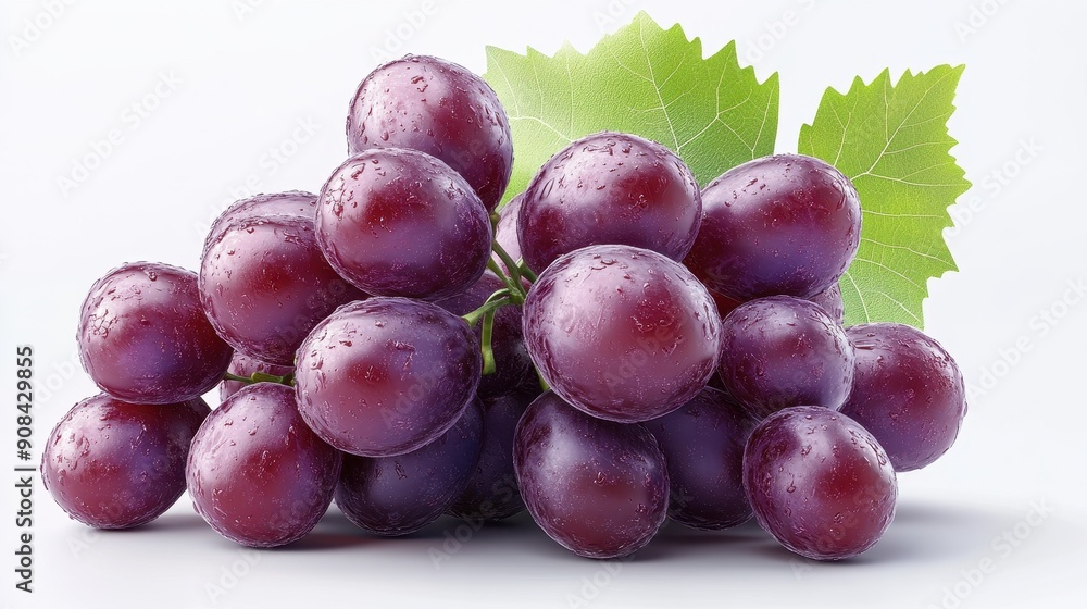 Fototapeta premium A juicy grape clipart, fruit element, 3D illustration, realistic, isolated on white background