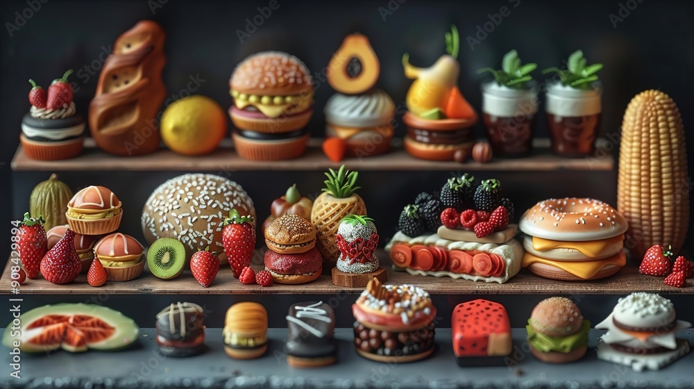 Miniature Food Display - A Delightful Showcase of Tiny Treats Miniature Food Display - A Delightful Showcase of Tiny Treats