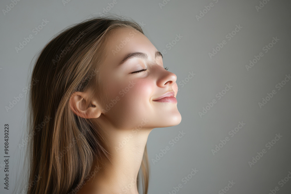 A close up of a girl's face with her eyes closed A close up of a girl's face with her eyes closed