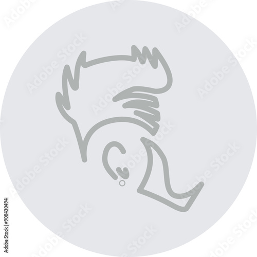 Hair Style Line Grey Circle Grey