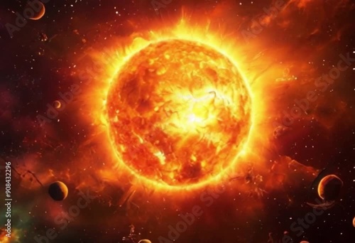 A massive star is on the verge of collapse, releasing a colossal burst of energy that engulfs the surrounding planets. Visualize the planets' struggle to survive amidst this cosmic tempest
