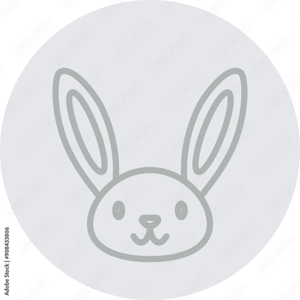 Rabbit Vector Line Grey Circle Grey Rabbit Vector Line Grey Circle Grey