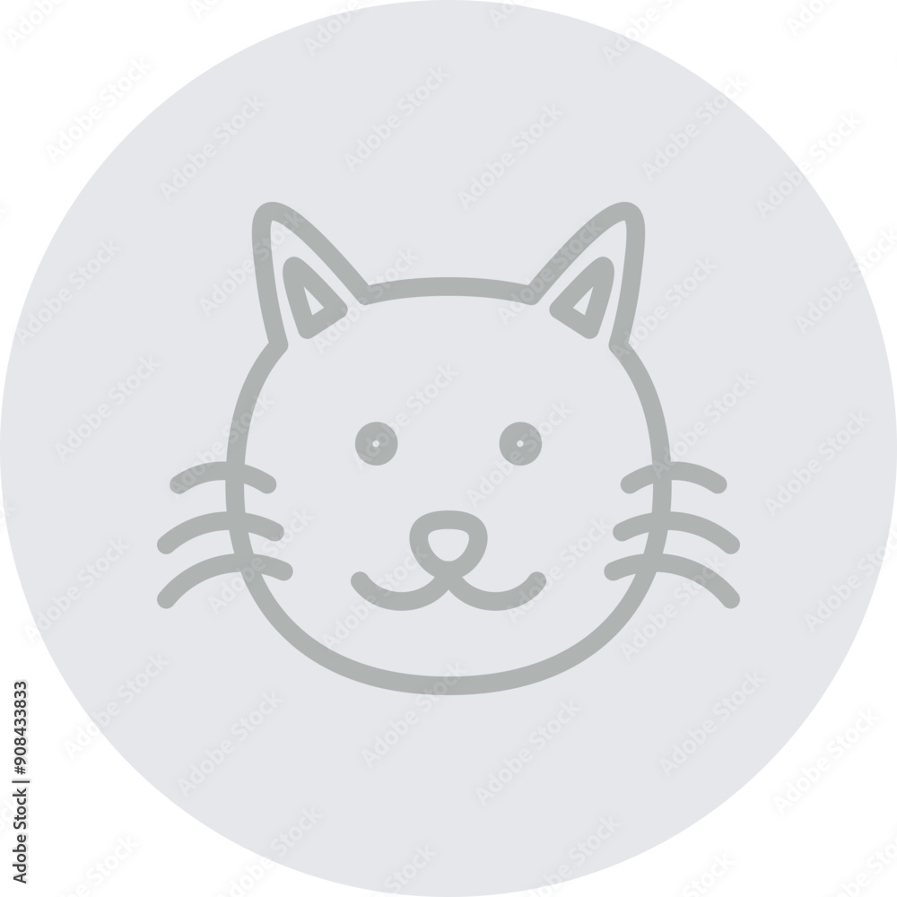 Cat Vector Line Grey Circle Grey Cat Vector Line Grey Circle Grey