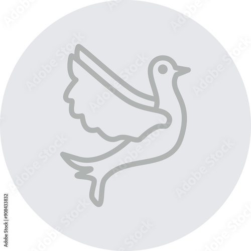 Pigeon Vector Line Grey Circle Grey