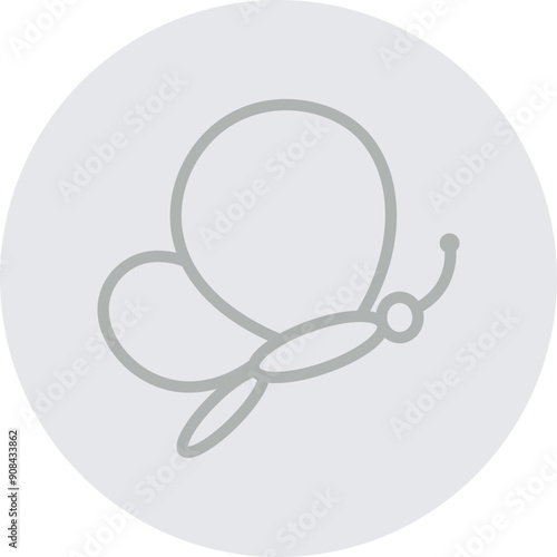Butterfly Vector Line Grey Circle Grey