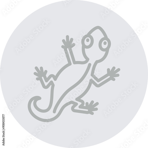 Lizard Vector Line Grey Circle Grey