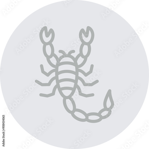 Scorpion Vector Line Grey Circle Grey