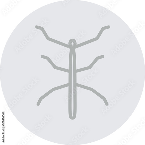 Stick Insect Vector Line Grey Circle Grey