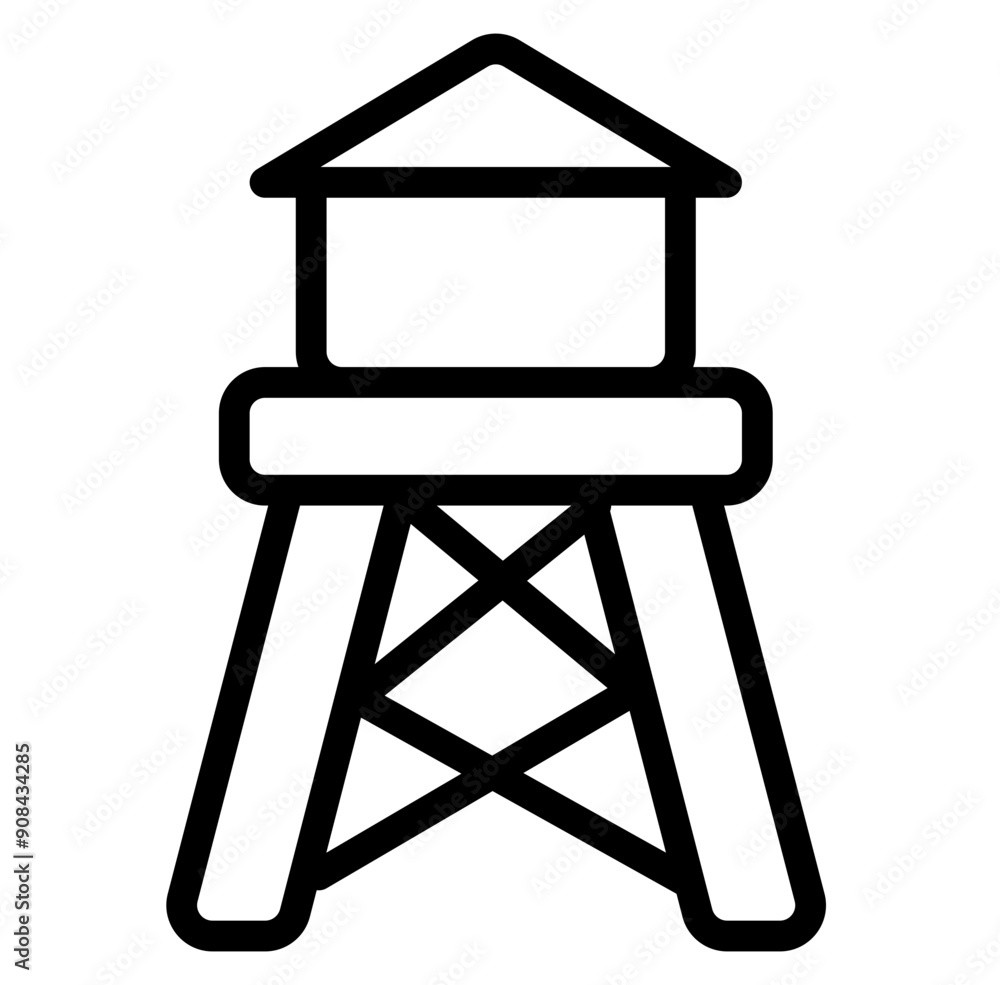Water Tower Icon in Line Style Water Tower Icon in Line Style