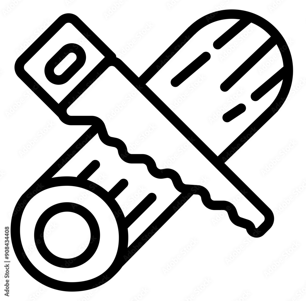 Sawing Icon in Line Style Sawing Icon in Line Style
