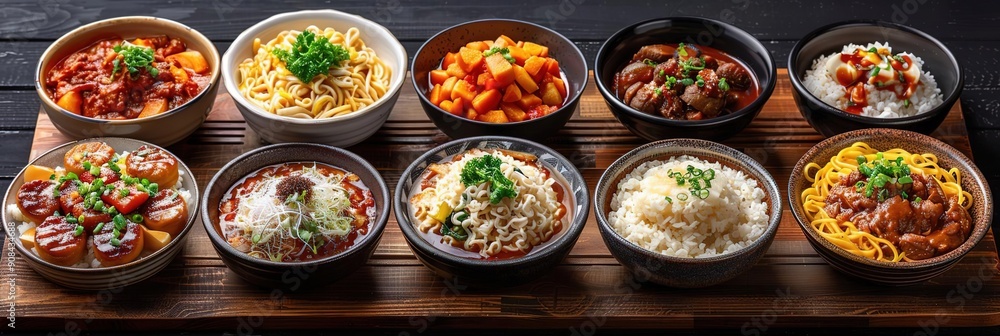 Variety of Asian Cuisine in Bowls Photo Variety of Asian Cuisine in Bowls Photo