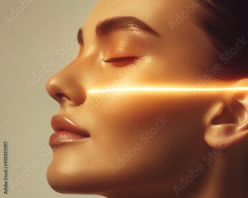 Pico laser beam on the skin, glowing effect, Pico laser, skin resurfacing innovation